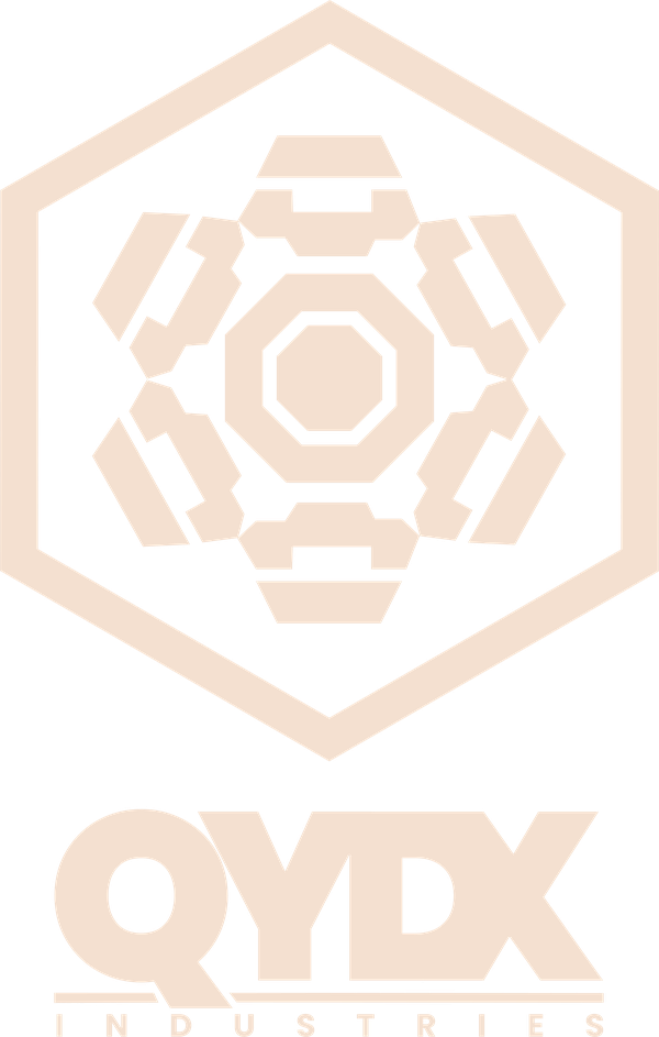 QYDX Industries logo. We are building the future.
